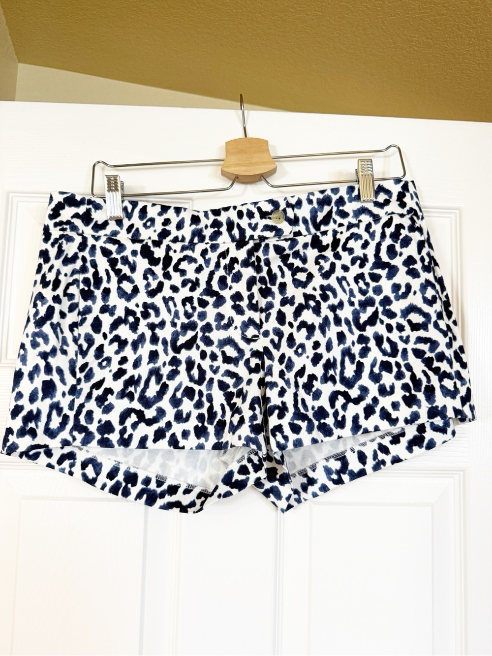 J. Crew Navy and White Leopard Print Stretch Chino City Fit Shorts